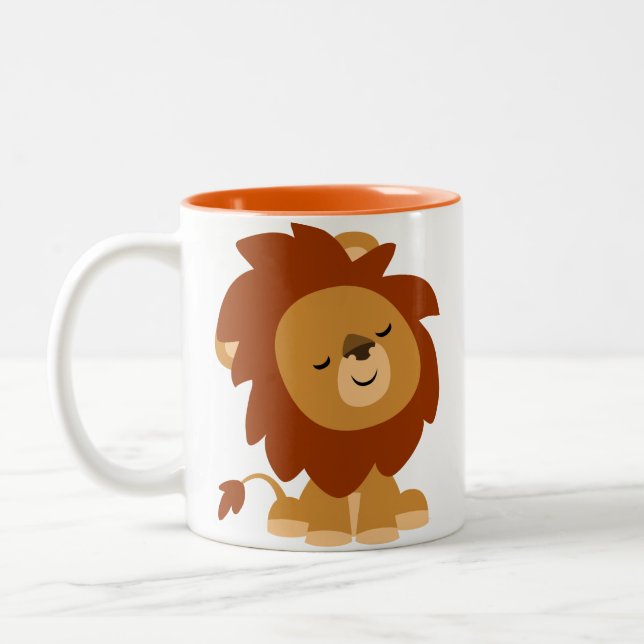 Caricature paisible mignonne Lion Mug (Gauche)