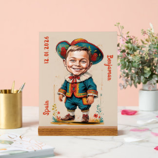Caricature personnalisée de l'enfant en tenue espa