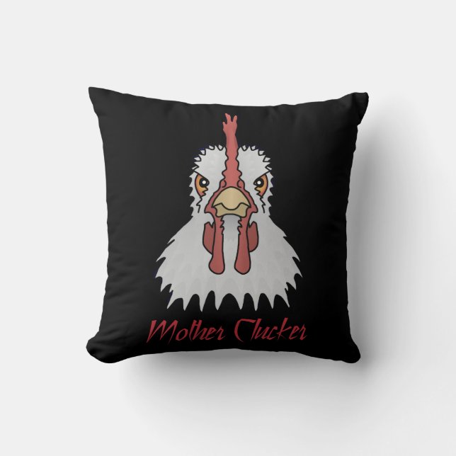 Caricature Poulets Mère Clucker Jeter Oreiller (Recto)