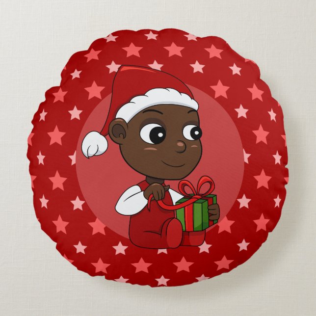 Caricature pour bébé de Noël coussin rond (Devant)