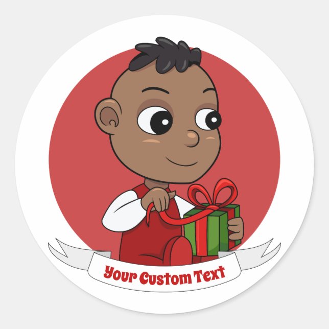 Caricature pour bébé Noël classique Sticker rond (Devant)