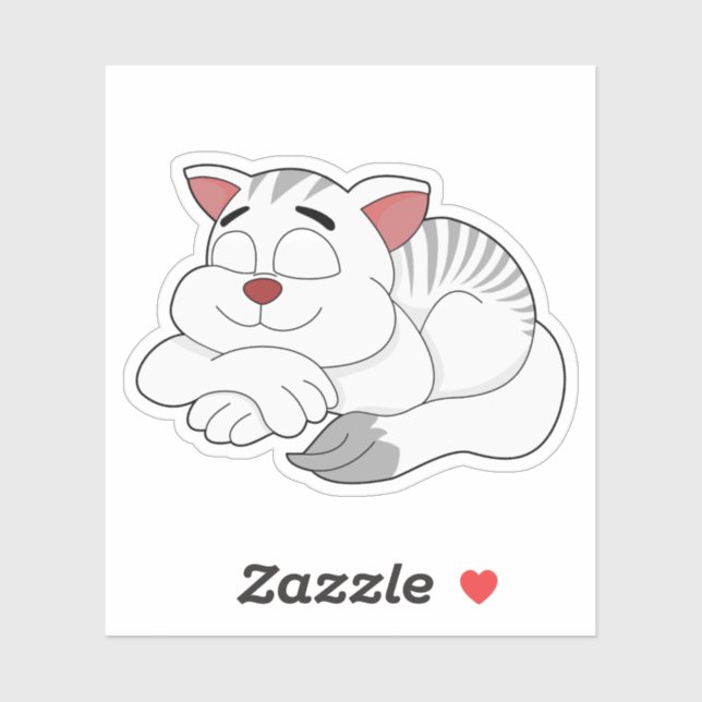Caricature pour chat blanc - sticker vinyle (Feuille)