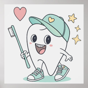 Caricature pour dents mignonnes - Poster dentaire 