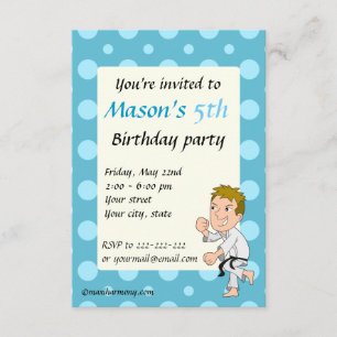 Caricature pour enfants Karate invitations à impri