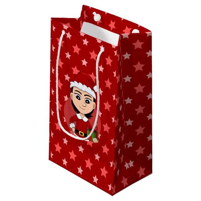 Caricature pour fille de Noël petit sac cadeau (Devant Angle)