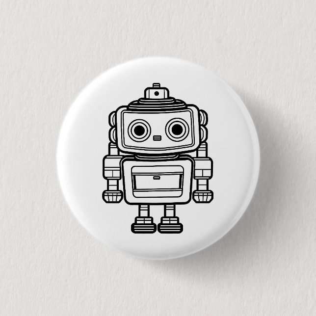 Caricature robot rétro mignon illustration Badge (Devant)