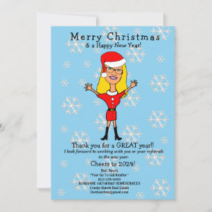 Caricature Santa Girl Dori v5 Holiday Card