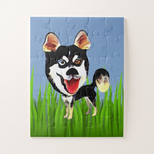 Caricature Sibérienne Husky Puzzle pour enfants (Vertical)