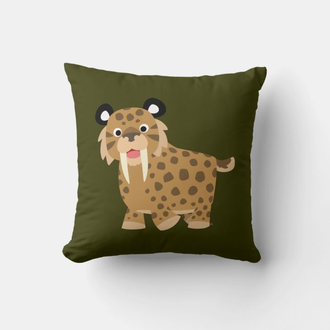 Caricature sympa Smilodon Coussin (Recto)