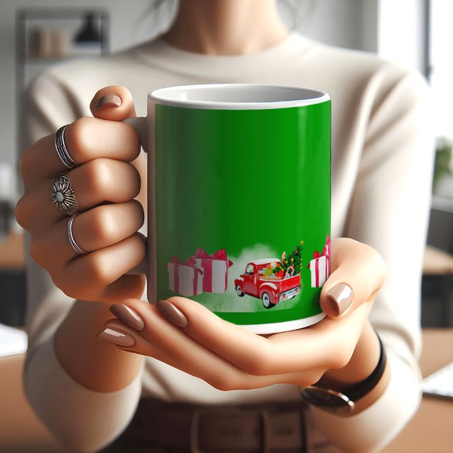Caricatures de Noël CAFÉ vert MUG (Créateur téléchargé)