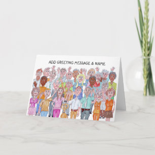 Caricatures des gens qui agitent leur carte d'adie