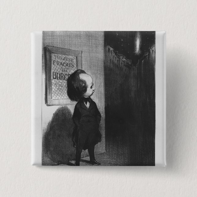 'Caricatures du jour', caricature of Victor Hugo 2 Inch Square Button (Front)