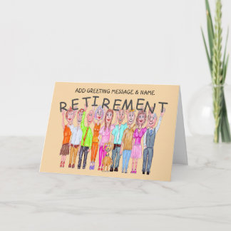 Caricatures of people wishing a happy retirement card