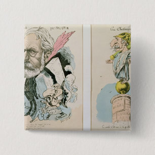Caricatures of Victor Hugo  and Napoleon III 2 Inch Square Button