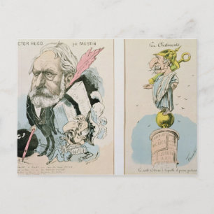 Caricatures of Victor Hugo and Napoleon III Postcard