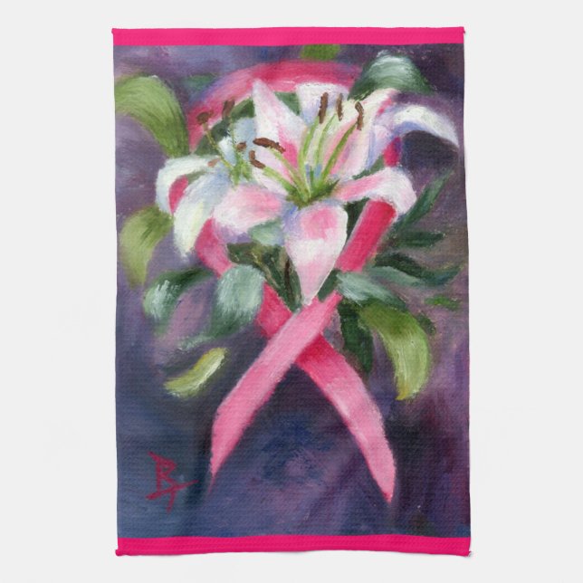Caring Breast Cancer Awareness hand towels (Vertical)