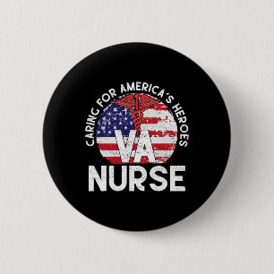 Caring For America's Heroes Patriotic Va Nurse Nur 2 Inch Round Button