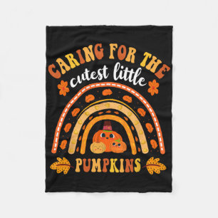 Caring For Cutest Pumpkins Thanksgiving Mother By  Fleece Blanket