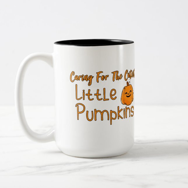 Caring For The Cutest Little Pumpkins  Two-Tone Coffee Mug (Left)