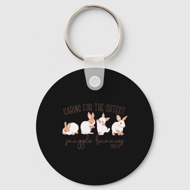 Caring For The Cutest Snuggle Bunnies  Keychain (Front)