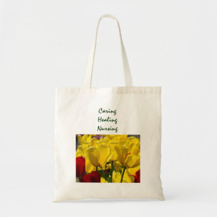 Caring Healing Nursing tote bags Yellow Tulips