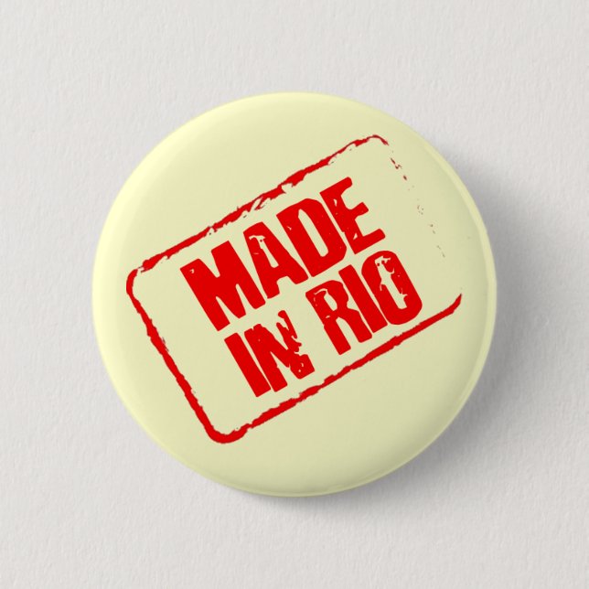 CARIOCA MADE IN RIO STAMP 2 INCH ROUND BUTTON (Front)