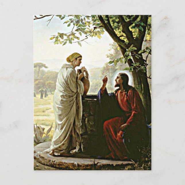 Carl Bloch: Woman at the Well painting Postcard (Front)