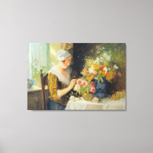Carl Duxa Vintage Arranging Flowers Canvas Print
