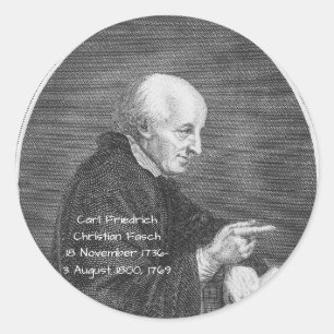 Carl Friedrich Christian Fasch 1769 Classic Round Sticker