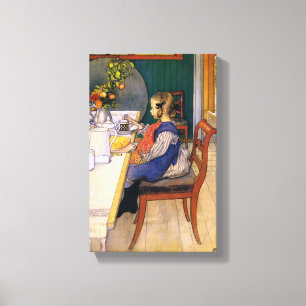 Carl Larsson A Late Riser's Miserable Breakfast Canvas Print