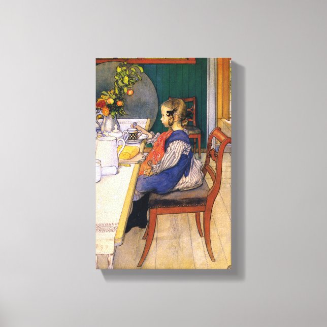 Carl Larsson A Late Riser's Miserable Breakfast Canvas Print (Front)