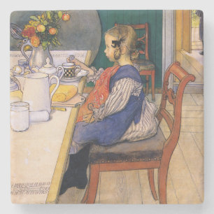Carl Larsson A Late Risers Miserable Breakfast Stone Coaster