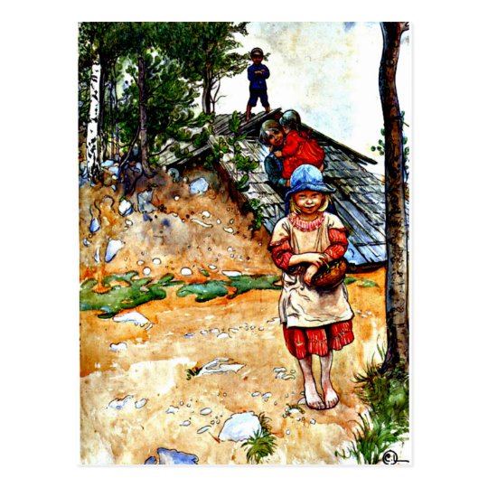 Carl Larsson art: By the Cellar Postcard
