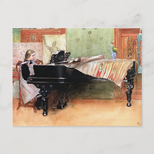 Carl Larsson art: Playing Scales Postcard (Front)