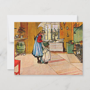 Carl Larsson art: The Kitchen, popular painting Card