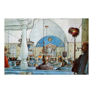Carl Larsson artwork, At Church Poster