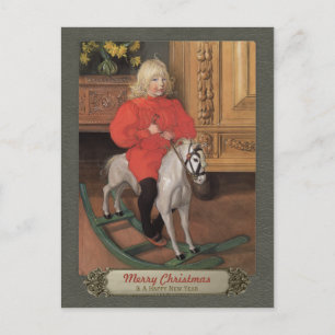 Carl Larsson Boy on rocking horse CC0664 Christmas Holiday Postcard