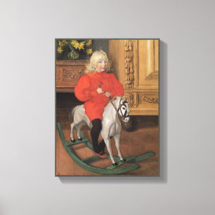 Carl Larsson Boy on rocking horse CC1061 Canvas Print