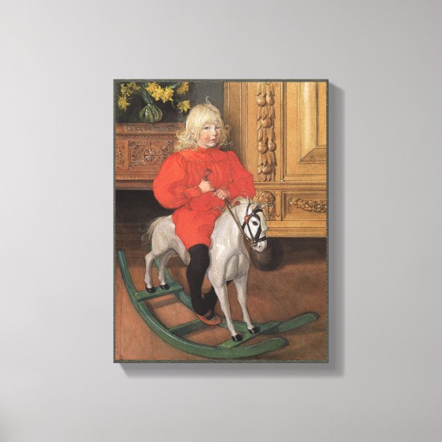 Carl Larsson Boy on rocking horse CC1061 Canvas Print (Front)