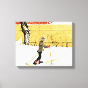 Carl Larsson Boy Skiing at the Falun Home Canvas Print