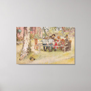 Carl Larsson Breakfast Under The Big Birch Canvas Print