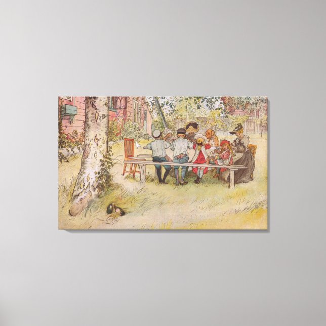 Carl Larsson Breakfast Under The Big Birch Canvas Print (Front)