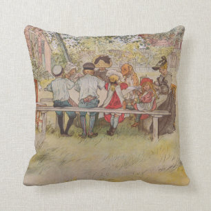 Carl Larsson Breakfast Under The Big Birch Throw Pillow