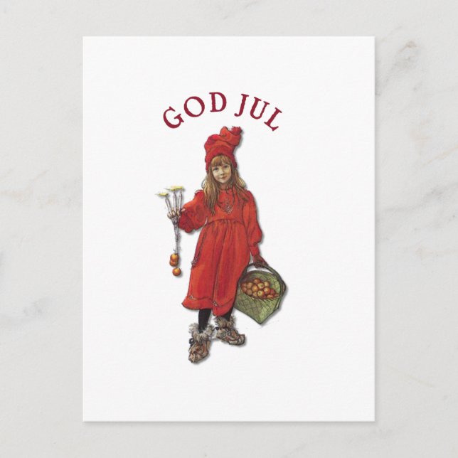 Carl Larsson Brita God Jul Christmas Greeting Holiday Postcard (Front)
