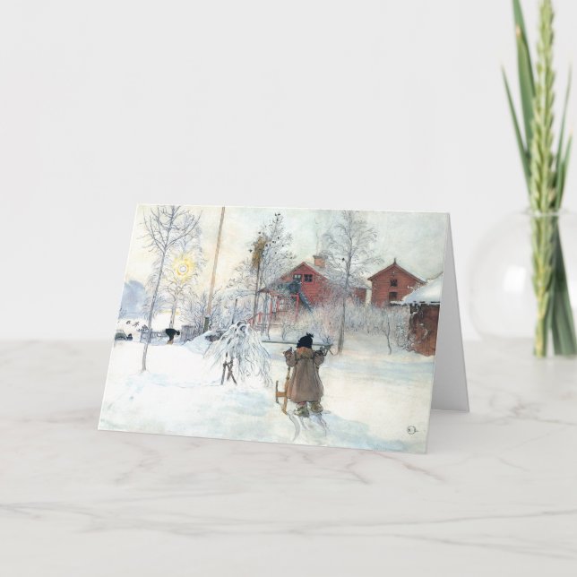 Carl Larsson Carte de Noël personnalisée Snowy Sce (Devant)