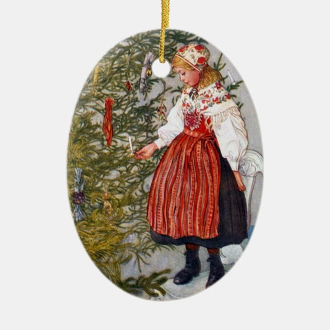 Carl Larsson Christmas Tree Custom Ornament Oval (Front)