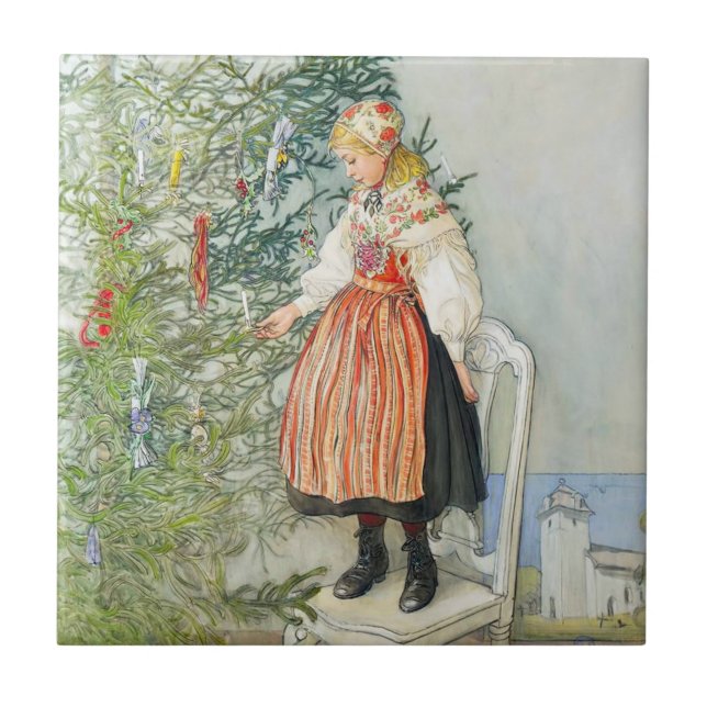 Carl Larsson Christmas Tree Tile (Front)