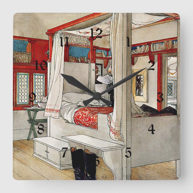 Carl Larsson - Daddy's Room Square Wall Clock (Front)