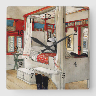 Carl Larsson - Daddy's Room Square Wall Clock