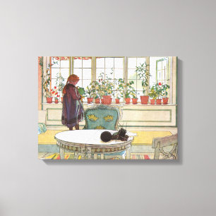 Carl Larsson - Flowers On The Windowsill Canvas Print